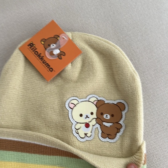 RILAKKUMA SAN-X CO BEIGE BEANIE OS NWT PATCH IS SEWN ON UNISEX - Picture 4 of 8